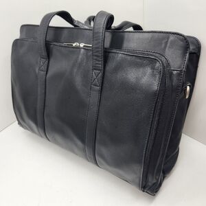 Dilana briefcase black 100% leather laptop bag office business travel career